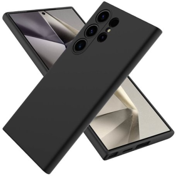 Samsung Galaxy S25 Ultra ( SM-S938 ) Matt Silicone Color Case Cover, Black | Silikona Vāciņš Maciņš Apvalks Bampers