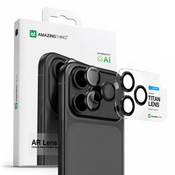 AmazingThing Sapphire kameras stikls iPhone 17 Pro / Max - ar pelēku rāmi | Camera Glass With Gray Frame
