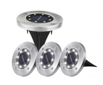 Dārza Nakts Zemē Iebūvējamas LED Lampas Apgaismojums ar Saules Bateriju 12 gb. | Outdoor Night Garden Floor In-Ground LED Lamps with Solar Battery