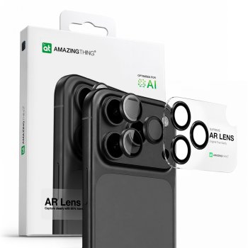 AmazingThing objektīva stikls iPhone 17 Pro / Max ar pelēku alumīnija rāmi | Lens Glass With Gray Aluminum Frame