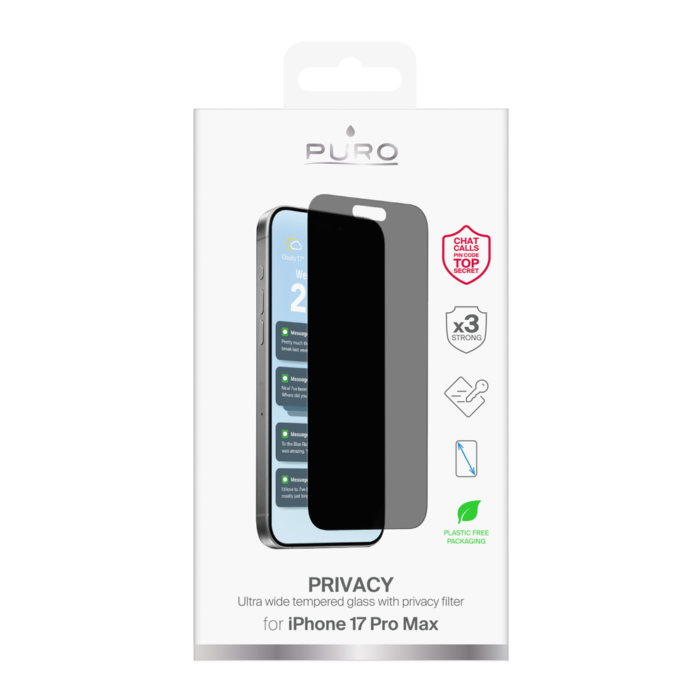 Puro Privacy rūdītais stikls priekš iPhone 17 Pro Max | Tempered Glass (0)