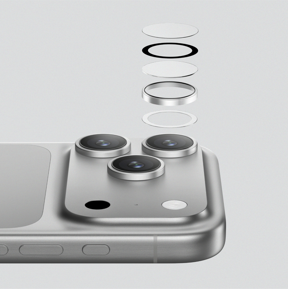 AmazingThing kameras aizsargstikls ar melnu alumīnija rāmi iPhone 17 Pro / Max | Lens Glass With Black Aluminum Frame (2)