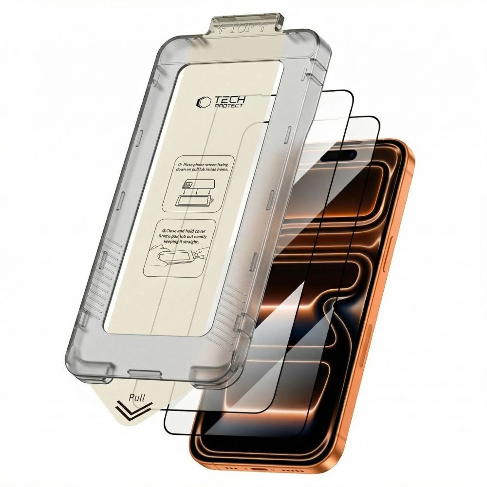 Tech-Protect Quick Set+ rūdītā stikla 2 gab. komplekts iPhone 17 Pro Max — melns | Tempered Glass Screen Protector (0)