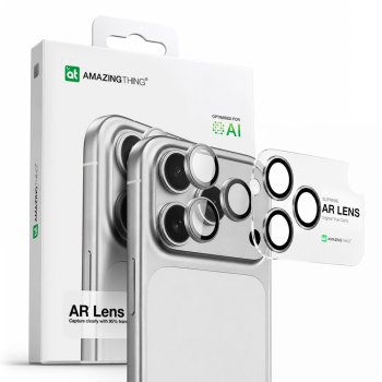 AmazingThing lēcu stikls iPhone 17 Pro / Max ar sudraba alumīnija rāmi | Lens Glass With Silver Aluminum Frame