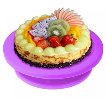 Rotējošs Plastmasas Statīvs Paliktnis Tortes Kūku Dekorēšanai Pasniegšanai Gatavošanai 28cm, Violets | Rotating Cake Decorating Platform Stand