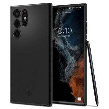 Samsung Galaxy S22 Ultra 5G (SM-S908) Spigen Thin Fit Case Cover, Black | Telefona Vāciņš Maciņš Maks Apvalks Bampers