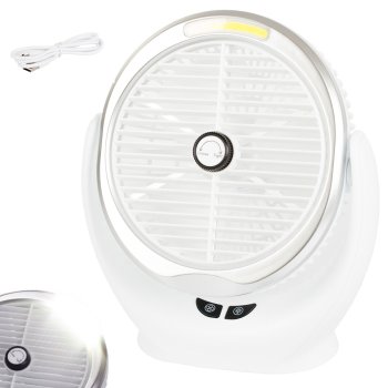 Bezvadu galda stāvēšanas ventilators ar akumulatoru un LED apgaismojumu