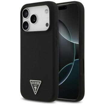 Guess Silikona Triangle Logo MagSafe vāciņš priekš iPhone 17 Pro Max - Melns | Silicone Phone Case Cover Black