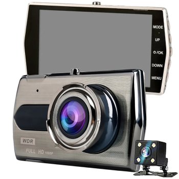 Full HD Auto Reģistrators ar LCD Ekrānu un Aizmugures Kameru | Full HD Car DVR with LCD Display and Reversing Camera