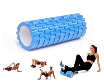 Masāžās Jogas Fitnesa Pilates Putu Rullis - 30x10cm, Gaiši zils | Foam Yoga Massage Roller