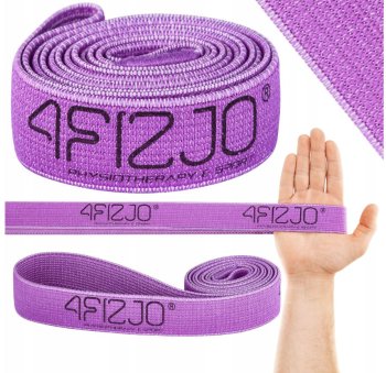4Fizjo Flex Band Long Auduma Fitnesa Vingrošanas Pretestības Gumijas Lente Siksna Cilpa - Violets (Vidēja pretestība, 4/5) | Flexible Textile Training Loop