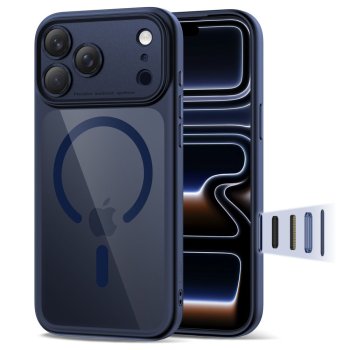 Tech-Protect Magpeak MagSafe CC vāciņš priekš iPhone 17 Pro Max — caurspīdīgs tumši zils | Phone Case Cover