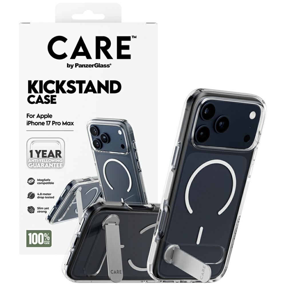 CARE by PanzerGlass Feature vāciņš ar statīvu un MagSafe priekš iPhone 17 Pro Max – caurspīdīgs | Case W.... (2)