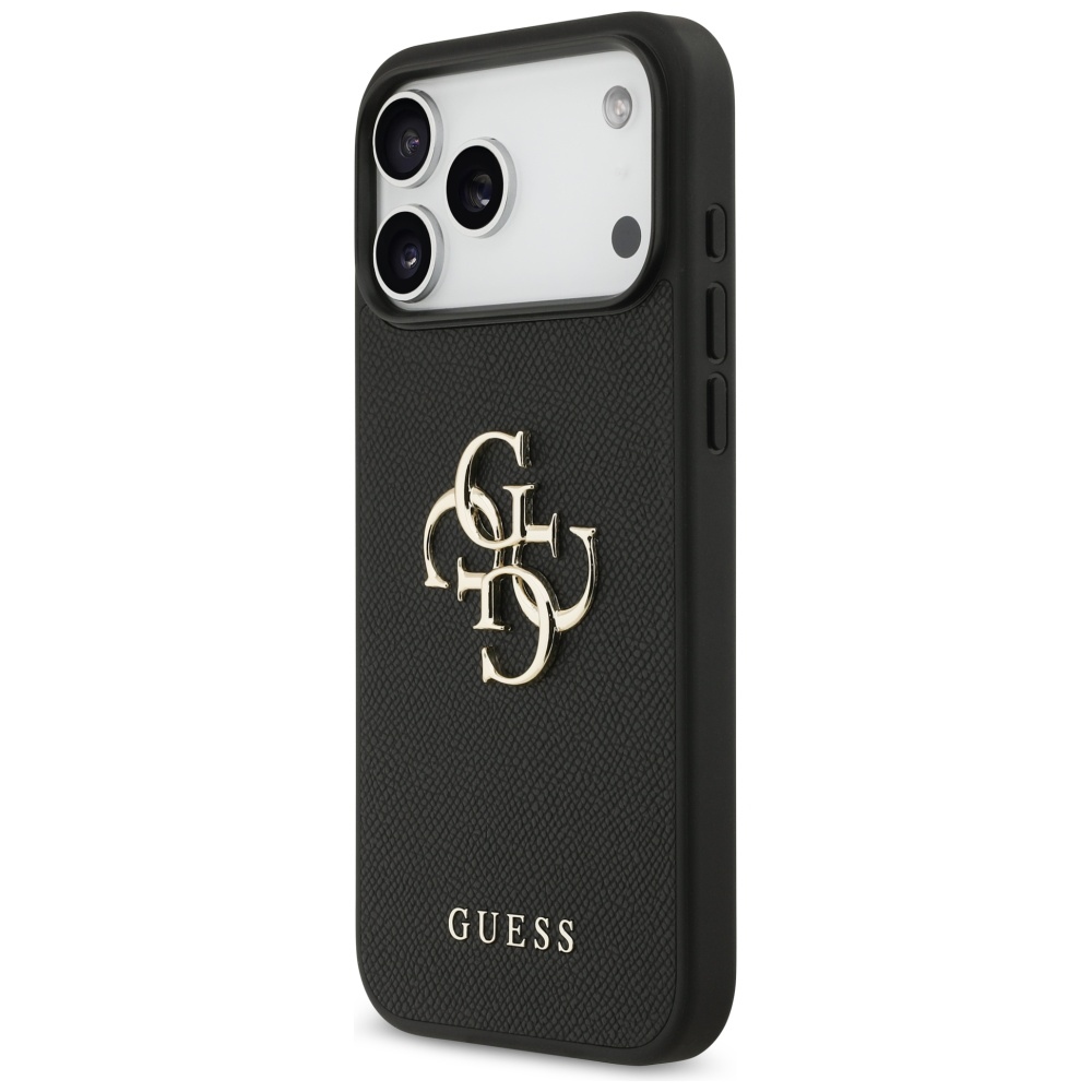 Guess Grained Big 4G & Classic Logo vāciņš iPhone 17 Pro Max - melns | Phone Case Cover Black (0)