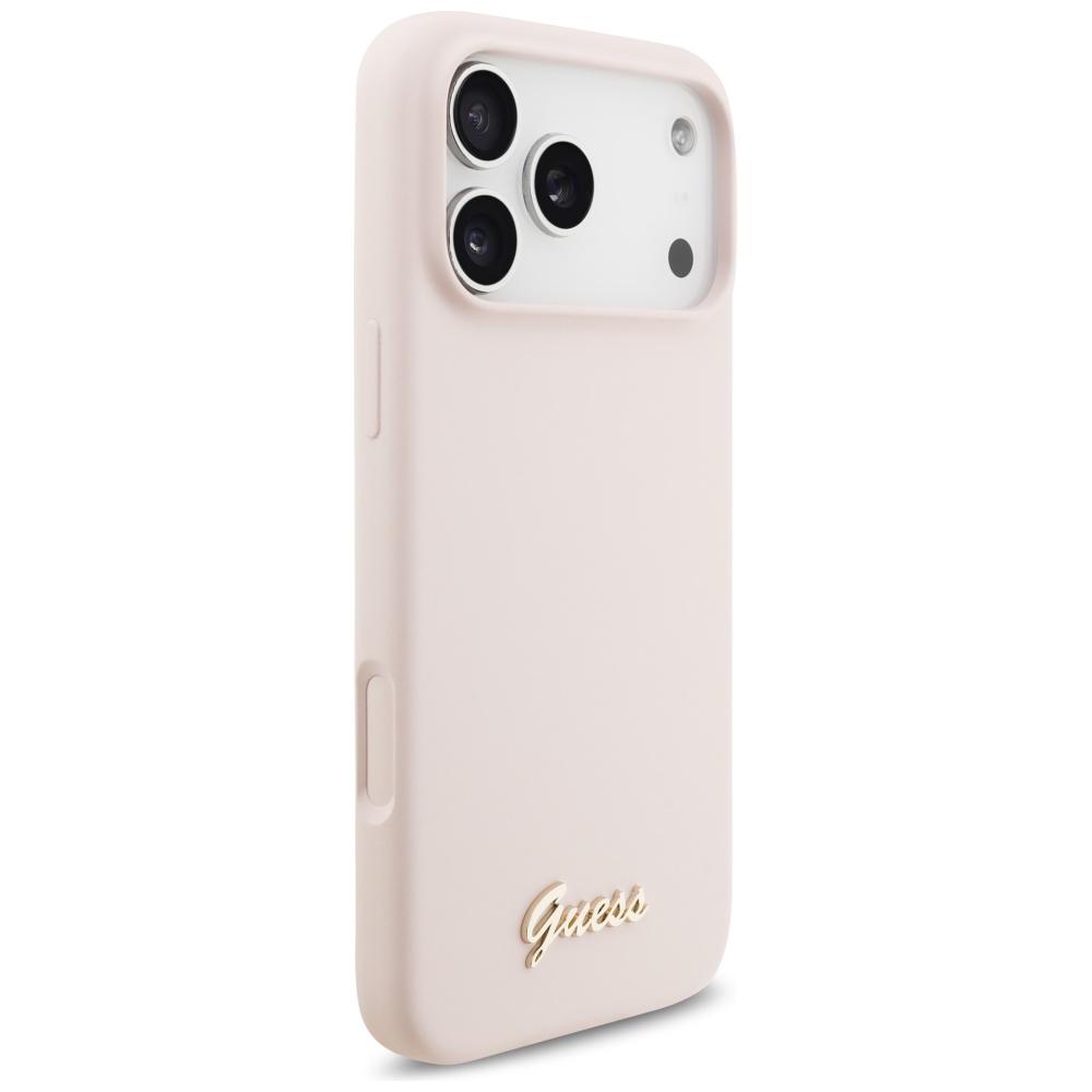 Guess Silicone Script Metal Logo MagSafe vāciņš iPhone 17 Pro Max - Rozā | Phone Case Cover Pink (2)