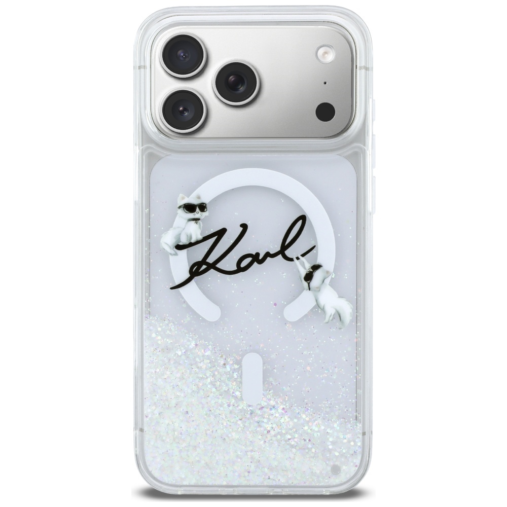 Karl Lagerfeld Liquid Glitter Karl Script Logo MagSafe magnētiskais maciņš iPhone 17 Pro Max telefonam –... (1)