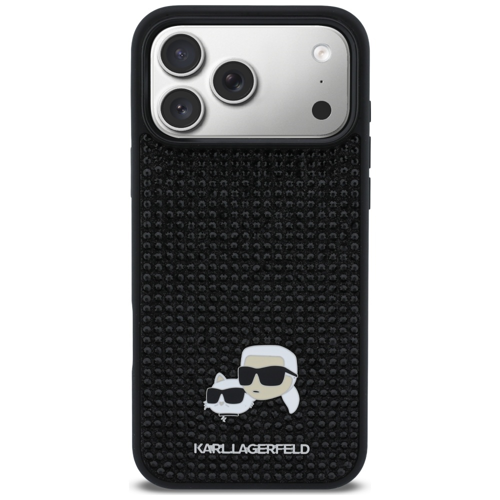 Karl Lagerfeld Rhinestones Karl&Choupette piespraužamais maciņš iPhone 17 Pro Max telefonam – melns | Phone Case... (1)