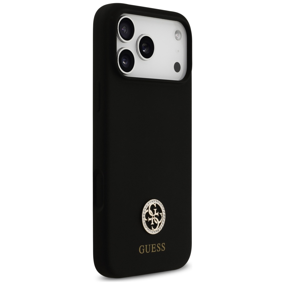 Guess silikona Logo Strass 4G MagSafe vāciņš iPhone 17 Pro Max – melns | Phone Case Cover (2)
