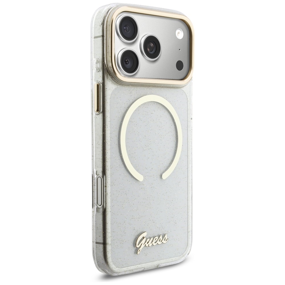 Guess IML Glitters Script Strap MagSafe vāciņš ar MagSafe iPhone 17 Pro Max tālrunim – caurspīdīgs | Phone Case... (2)
