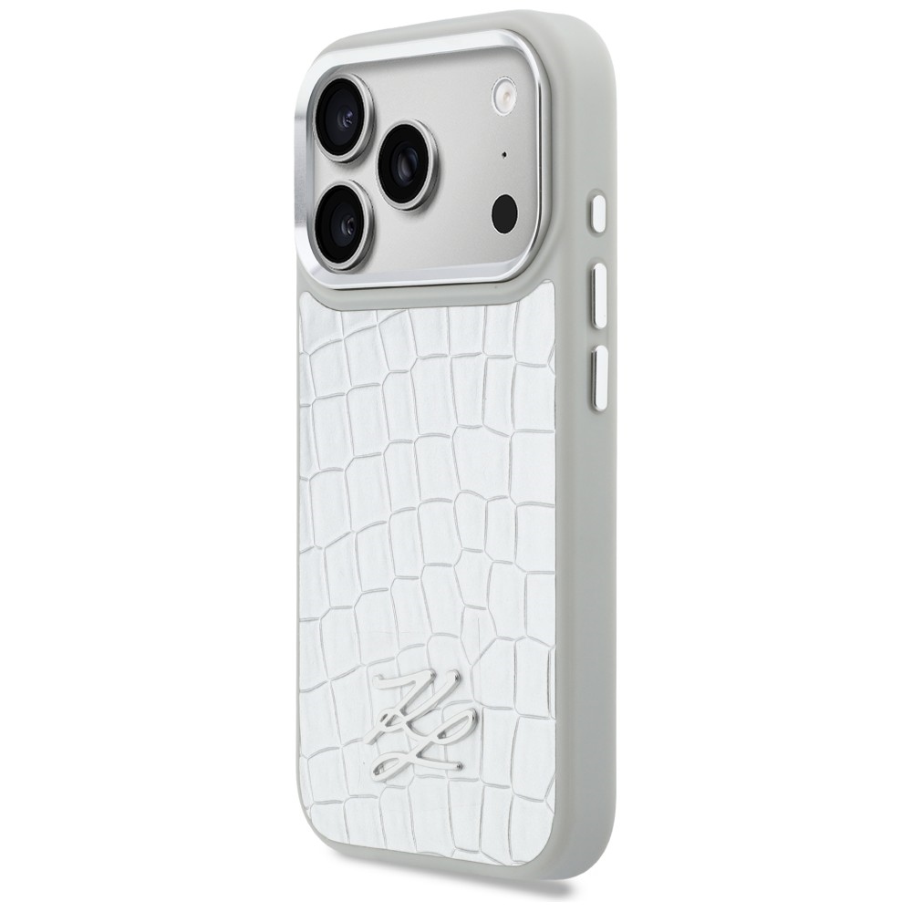 Karl Lagerfeld Croco KL Script Logo MagSafe vāciņš iPhone 17 Pro Max - sudraba | Phone Case Cover (0)