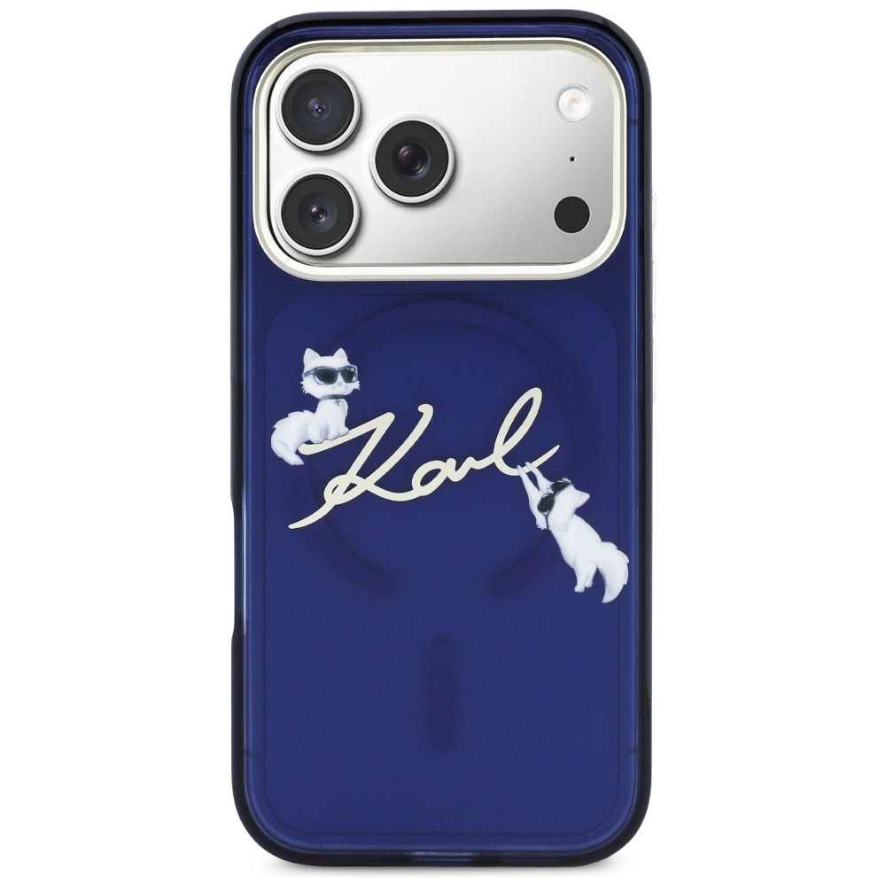 Karl Lagerfeld IML Choupettes Karl Script Logo MagSafe Magsafe maciņš iPhone 17 Pro Max – zils | Phone Case Cover (1)