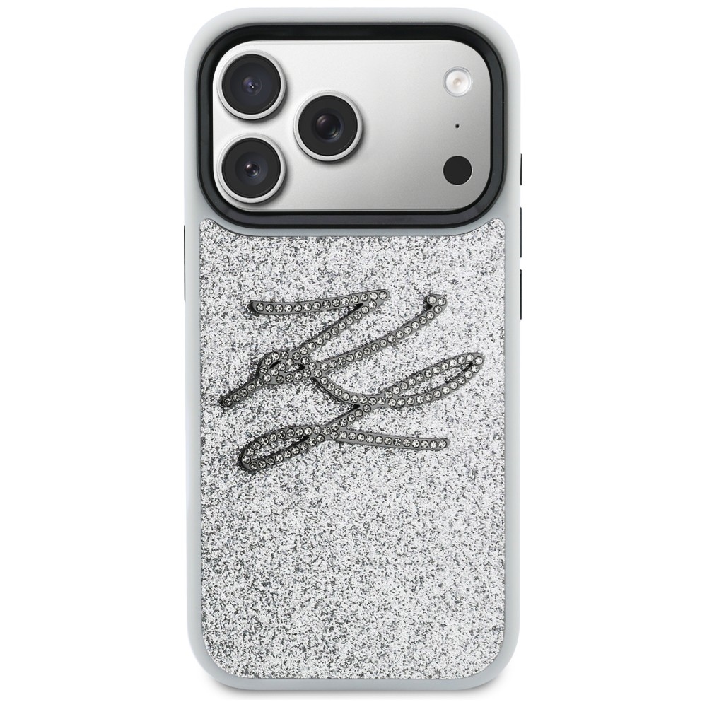 Karl Lagerfeld IML Glitter KL Diamond Logo vāciņš iPhone 17 Pro Max – sudraba | Phone Case Cover (1)