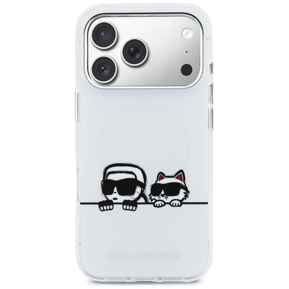 Karl Lagerfeld IML Karl & Choupette Peekaboo Logo MagSafe MagSafe vāciņš iPhone 17 Pro Max telefonam – balts |... (1)