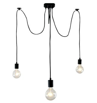 Griestu lampa Zirneklis ar 3 zariem, E27, melna