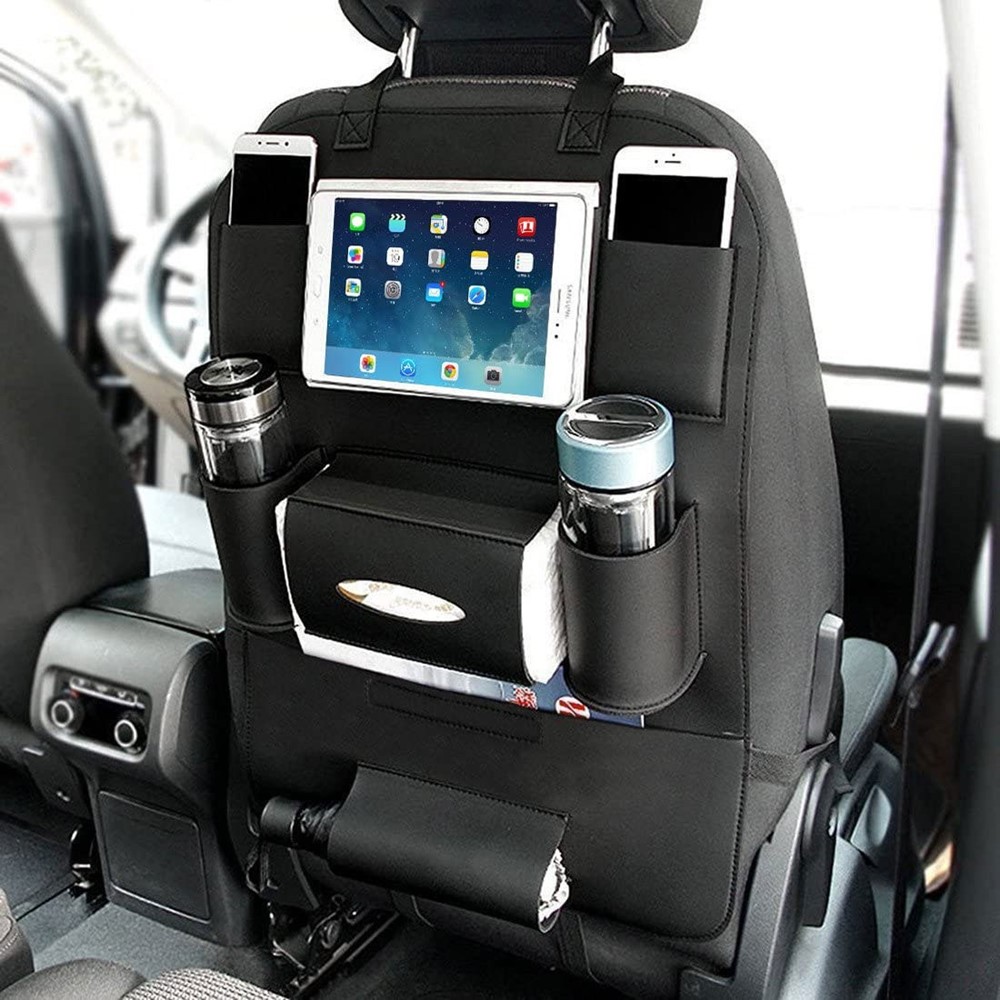 Automašīnas sēdekļa organizators ar kabatām - 58x41cm, Melns | Car Back Seat Organizer Storage