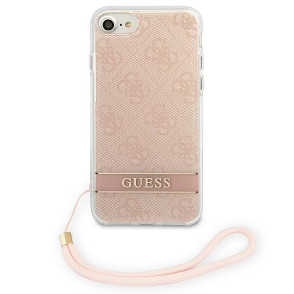 Apple iPhone 8 / 7 / SE (2020) (2022) 4.7" Guess 4G Print Strap Case Cover (GUOHCI8H4STP), Pink | Telefona Maciņš... (1)