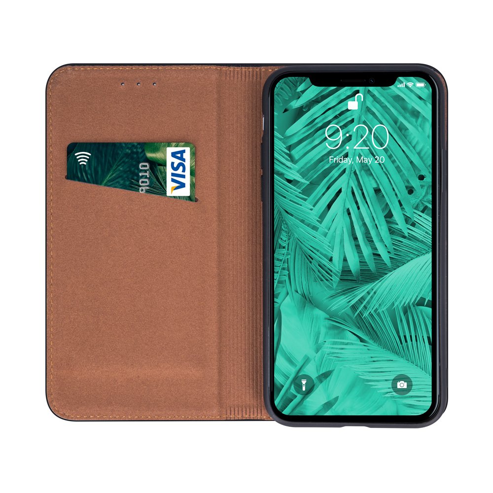 Apple iPhone 17 Air 6.5'' Genuine Leather Wallet Phone Cover, Black | Telefona Vāciņš Maciņš Apvalks Grāmatiņa (1)