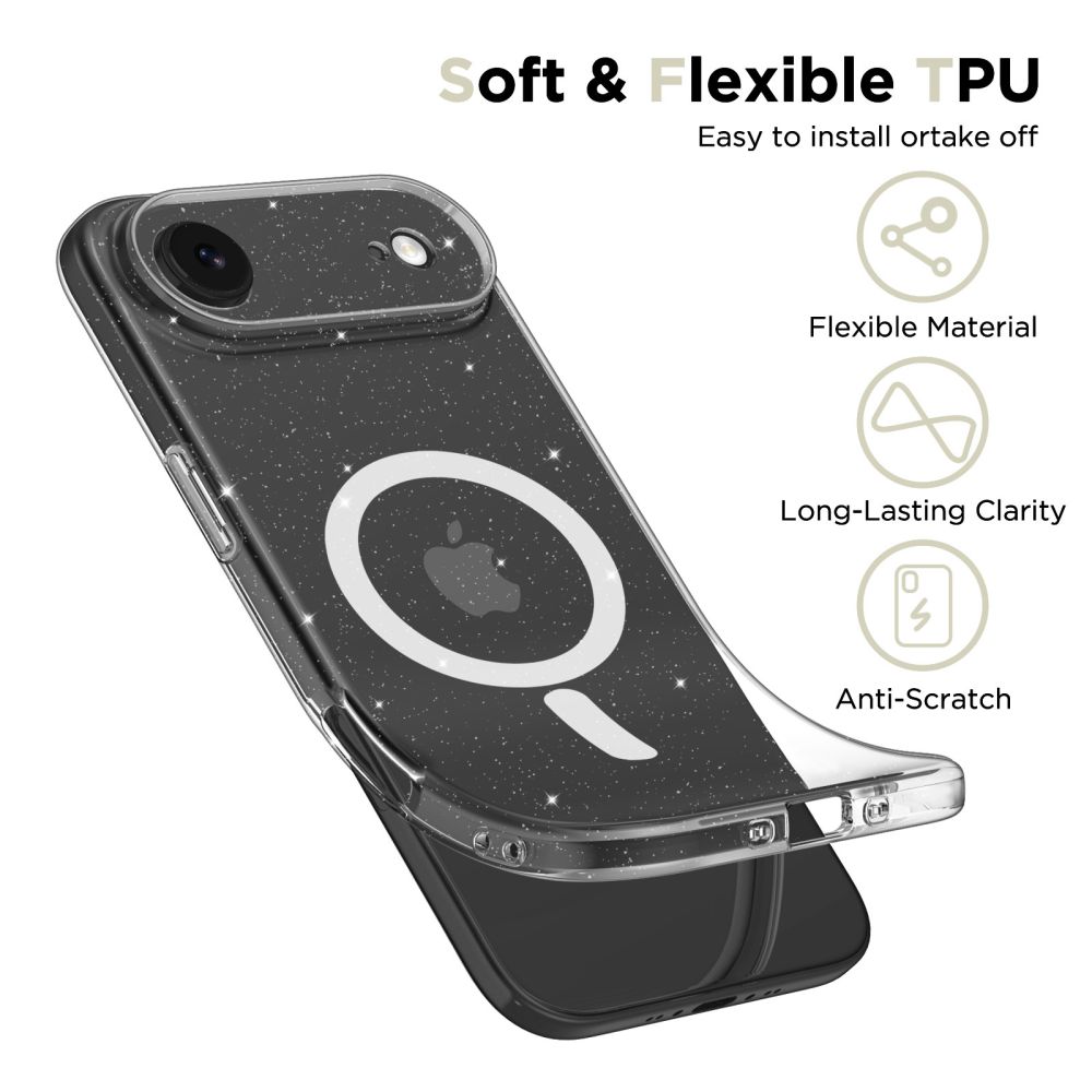 Tech-Protect FlexAir MagSafe vāciņš iPhone 17 Air - Caurspīdīgs ar mirdzumu | Phone Case Cover (1)