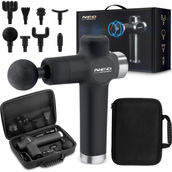 Ķermeņa masāžas pistole + 8 uzgaļi Neo-sport NS-501, Melns | Body Massage Gun