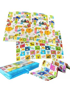 Divpusējs spēļu putu paklājs bērniem, saliekams bērnu istabas grīdas paklājiņš NICEKIDS, 200x150cm, Alfabēts | Double-sided XPE Foam Play Mat for Kids