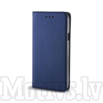 Apple iPhone XS Max 6.5" Magnet TPU Book Case Cover - Blue, vāciņš ar gumijas turētāju un kabatu