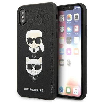 Apple iPhone Xs Max 6.5'' Karl Lagerfeld Saffiano Karl&Choupette Head Case Cover, Black | Telefona Maciņš Vāks...