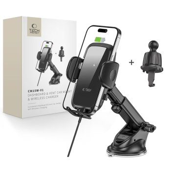 Tech-Protect CM15W-V1 automašīnas tālruņa turētājs ar 15 W induktīvo lādētāju panelim/gaisa izvadu restei –...