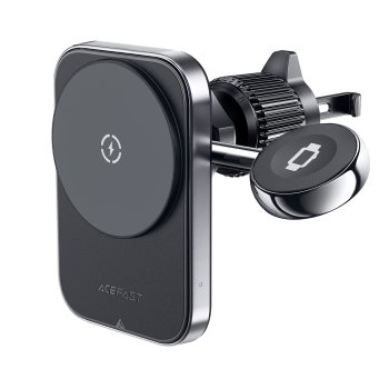 Acefast D18 autoturētājs ar MagSafe / Qi induktīvo lādētāju + USB‑A – USB‑C kabelis – melns
