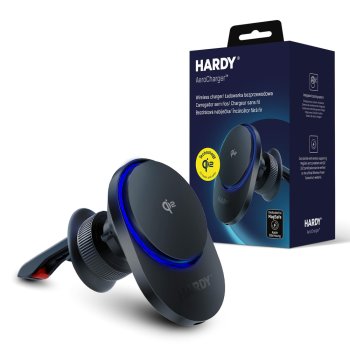 Auto ventilācijas restes turētājs 3mk Hardy AeroCharger 15W Qi2/MagSafe - melns