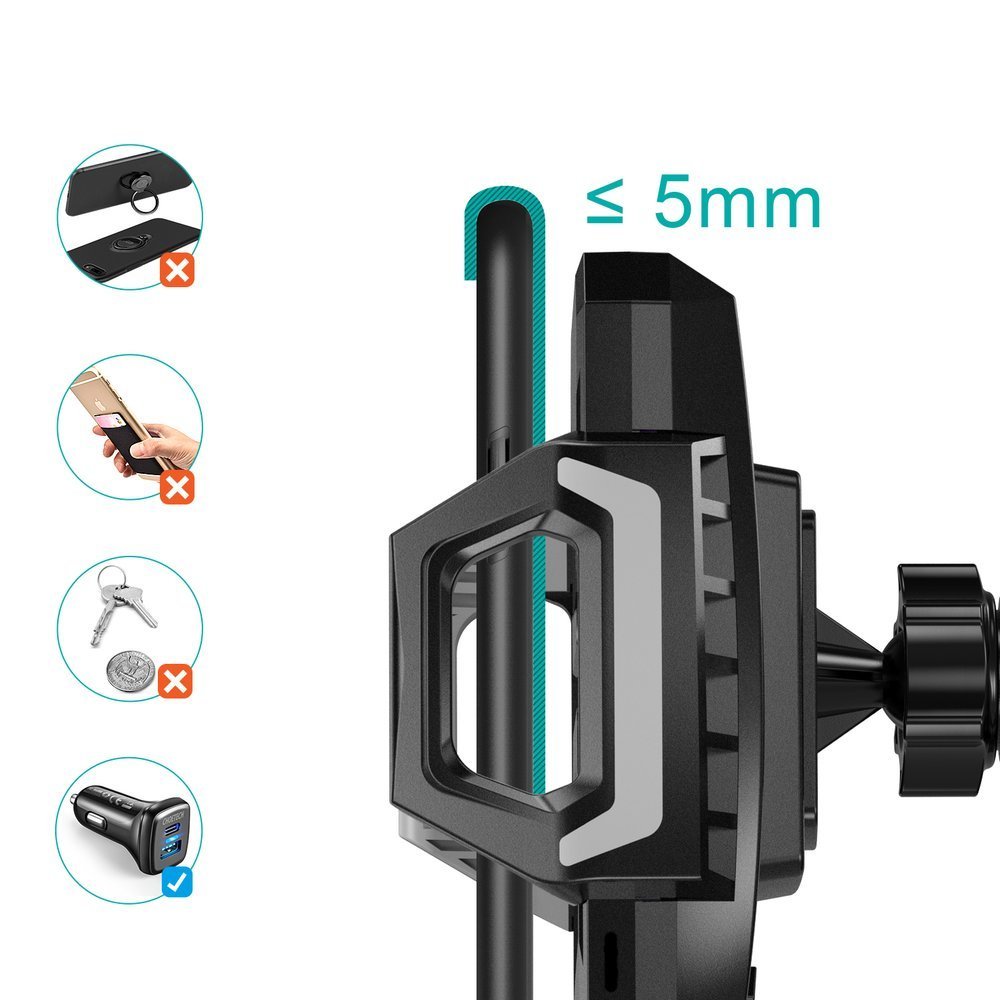 Choetech Car Phone Holder Qi wireless Charger 10W for Dashboard + USB Type C Cable, Black | Automašīnas Telefona... (1)
