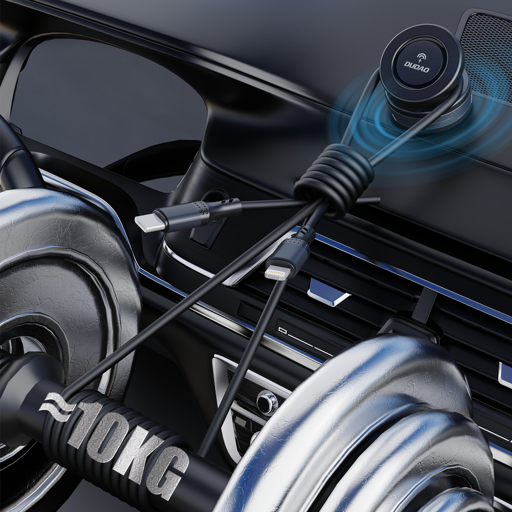 Dudao F24MAX auto turētājs ar 15W bezvadu lādētāju, MagSafe saderīgs, ar automātisku piesūcekni – melns (3)