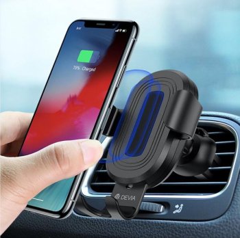 Devia Auto Telefona Turētājs + Bezvadu Lādētājs | Car Phone Air Vent Holder + Wireless Charger