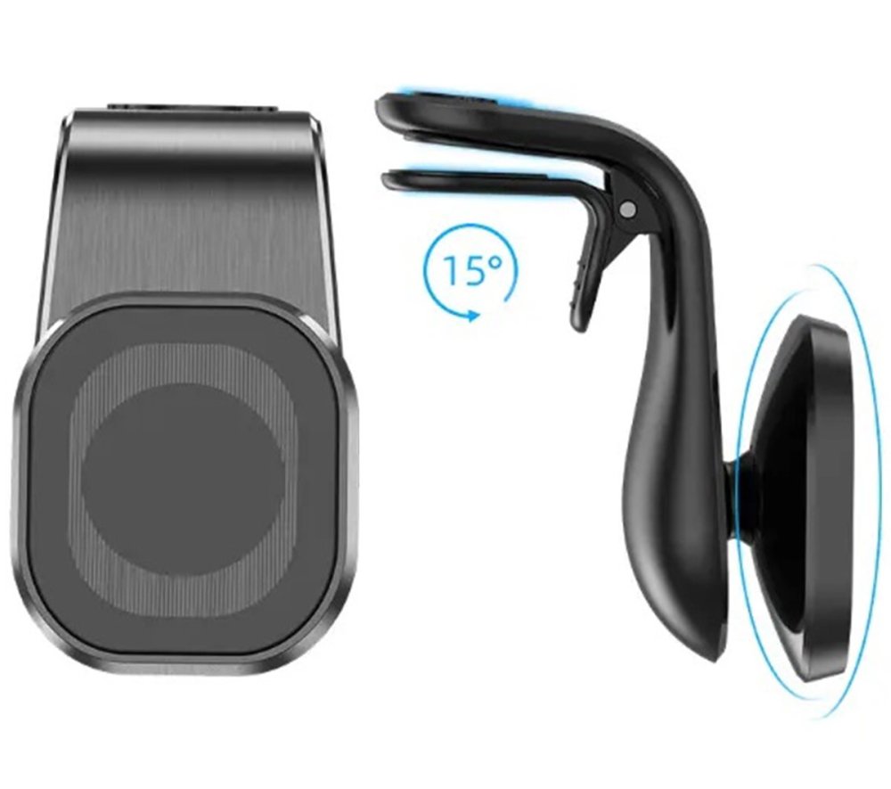 Magnētisks auto telefona turētājs ar 360° grozāmu galviņu, melns (1)