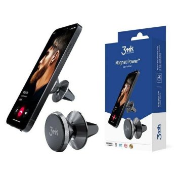 3MK Magnētisks Auto Telefona Turētājs, Melns | Magnetic Power Car Phone Holder