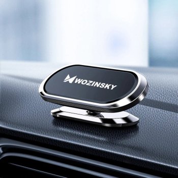Wozinsky Flat Vehicle Mount Magnetic Phone Holder Bracket for Dashboard, Silver | Magnētisks Automašīnas Telefona...