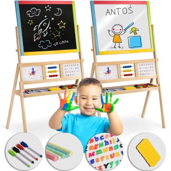 Ricokids divpusēja zīmēšanas tāfele ar pulksteni un skaitīkļiem, daudzkrāsaina