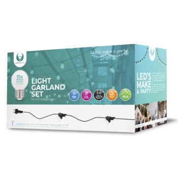 Dārza āra virtene LED lampiņas bumbas 12m + 10 G45 Spuldzes (Baltas) | Outdoor Lights Balls