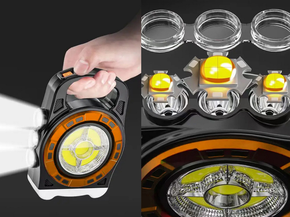 Saules lukturītis pārnēsājams uzlādējams LED powerbank prožektora jauda | Solar flashlight portable rechargeable... (0)
