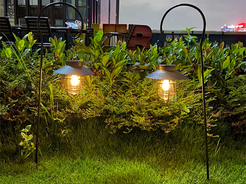 Piekaramā solārā dārza lampa ar krēslas sensoru, ūdensizturīga, vintāžas stila (2)