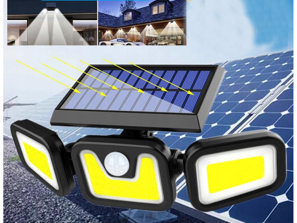 Āra Darza Lampa 100 COB ar Saules Paneli un Krēslas, Kustības Sensoru | Solar Lamp with Twilight and Movement Sensor (1)